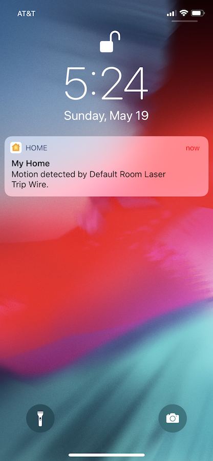 Notification on iOS through Home App.