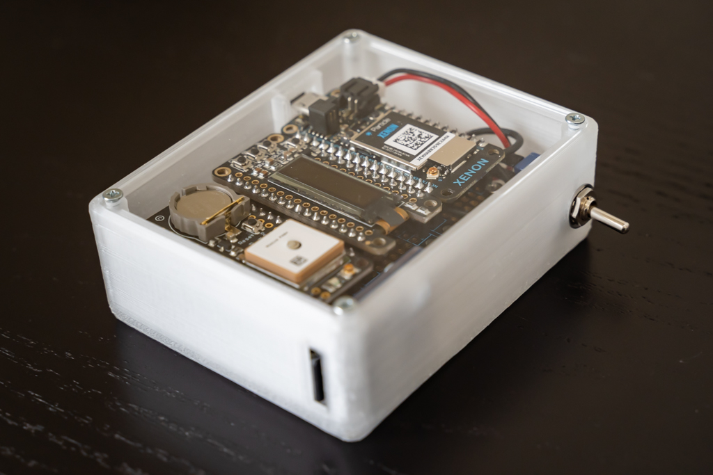 Assembled GPS logger in 3D printed case.