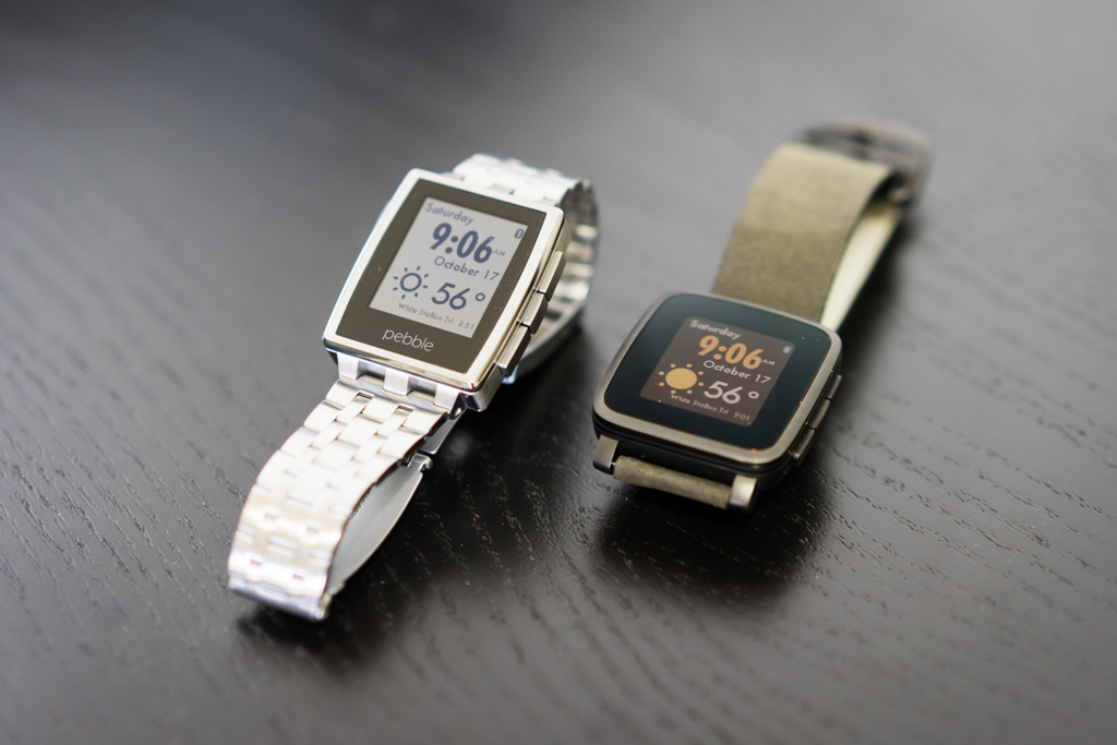 Pebble Time and Pebble Time Steel screen comparison