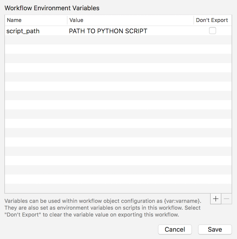 Workflow Environment Variables in workflow settings.