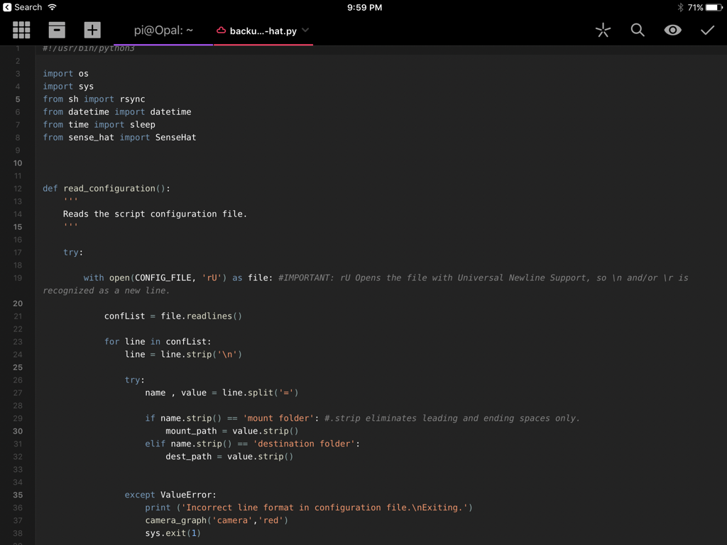 Coda for iOS syntax highlighting for Python.