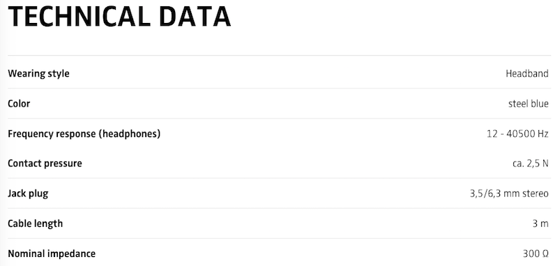 &ldquo;Sennheiser HD 600 Technical Data&rdquo;