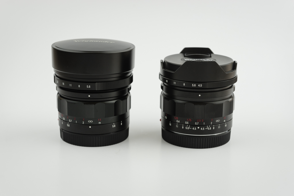 Voigtlander lenses. Left: 10mm f/5.6, Right: 15mm f/4.5