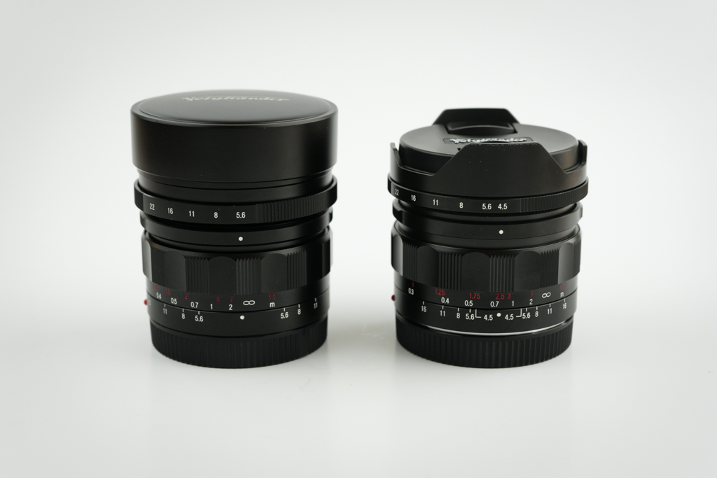Voigtlander lenses. Left: 12mm f/5.6, Right: 15mm f/4.5.
