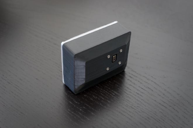 3D printed case. Front in black ABS.