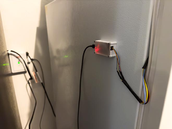 3D printed case attached to freezer