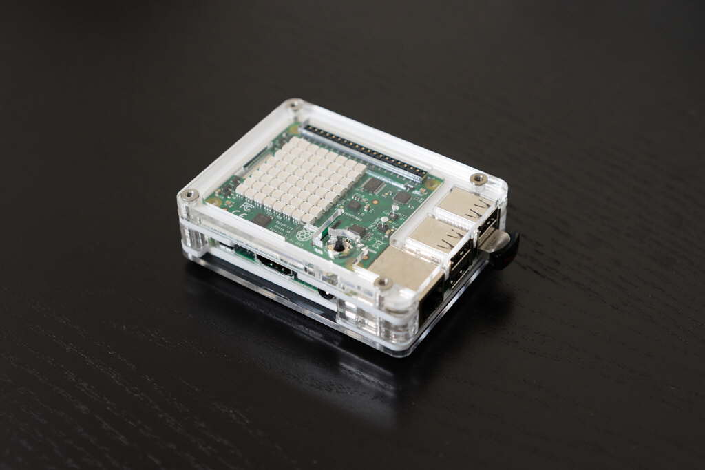 Raspberry Pi with Sense HAT and Zebra case.