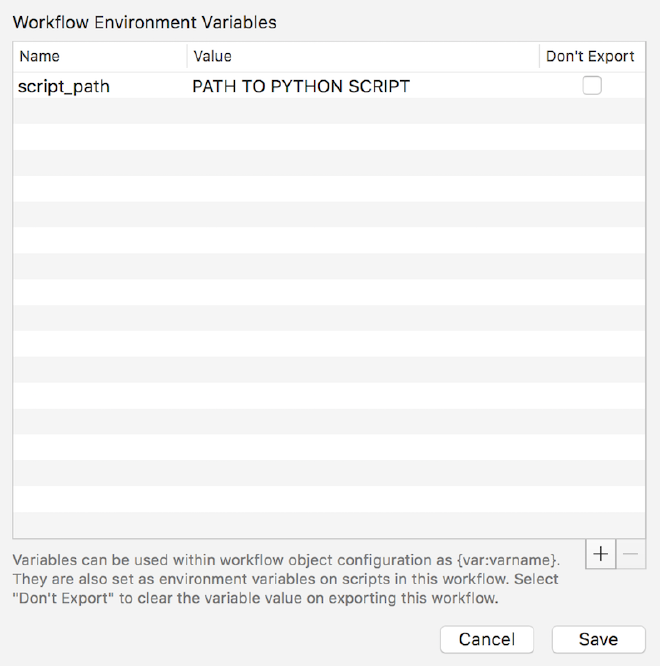 Workflow Environment Variables in workflow settings.