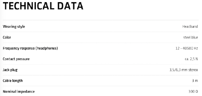 &ldquo;Sennheiser HD 600 Technical Data&rdquo;