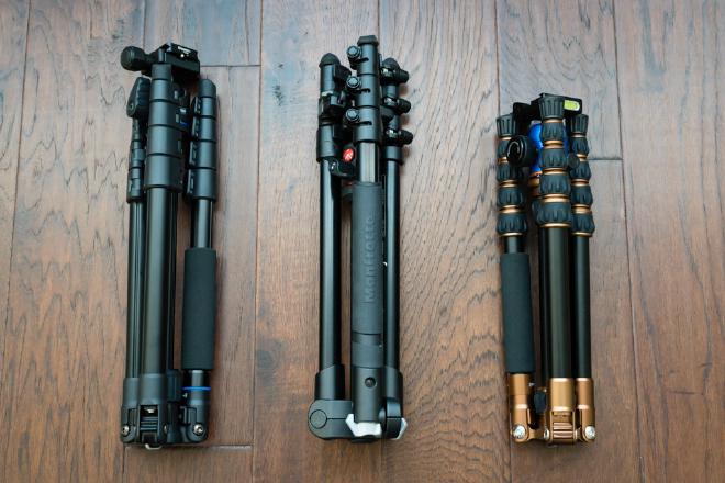 Benro IT15, Manfrotto BeFree and 3LT Vyv - Collapsed.